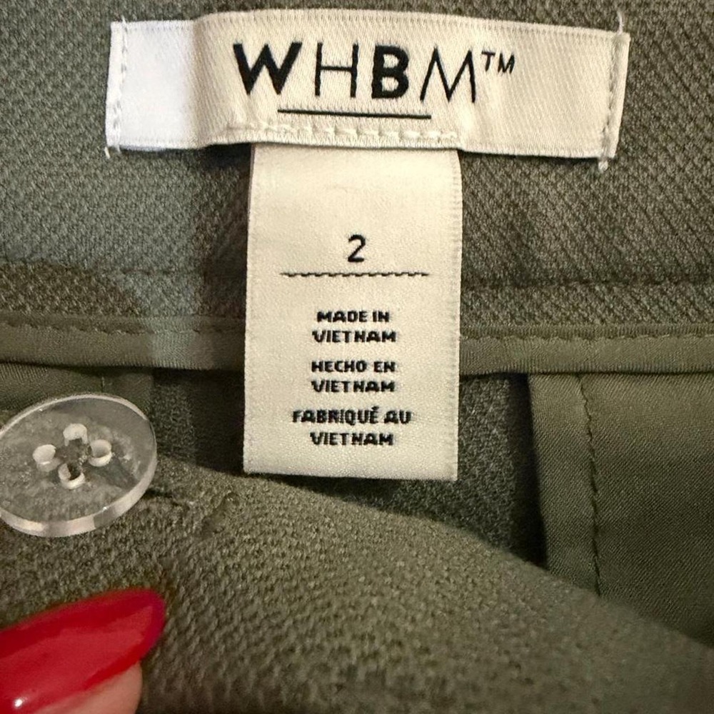 WHBM Olive Green Slim Ankle Pants Womens 2 Textured Business Casual Trousers - Picture 2 of 7